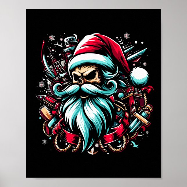Affiche Capitaine de pirate de Noël Bateau Capitaine de na (Devant)