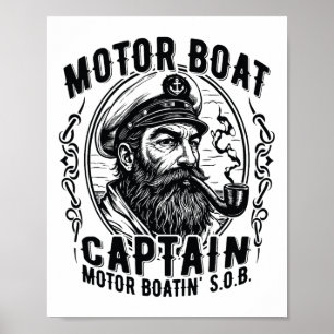 Affiche Capitaine de Ponton Vintage S.o.b. Motor Boatin 'S