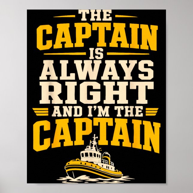 Affiche Capitaine de remorqueur drôle opérateur de bateau  (Devant)