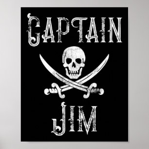 Affiche Capitaine Jim Vintage Pirate Personnalisé Skull Bo