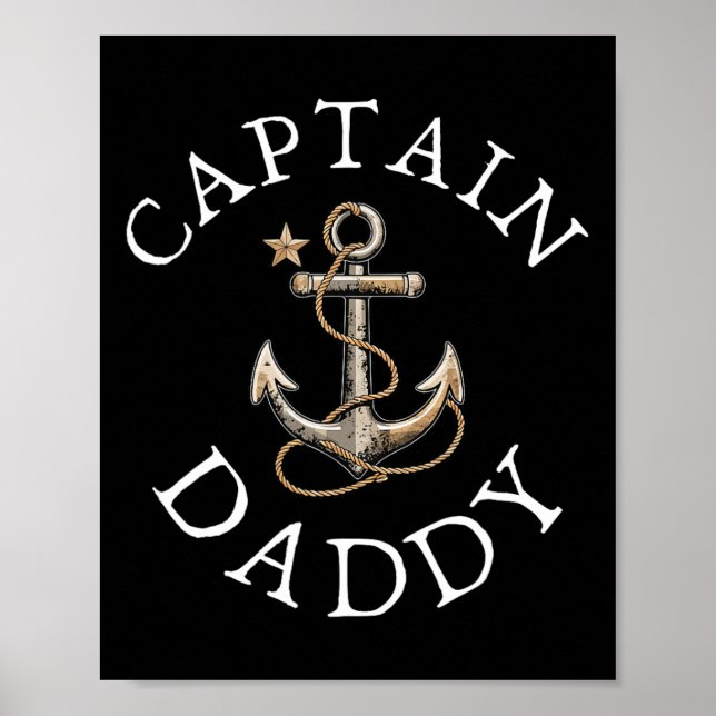 Affiche Capitaine Papa Bateau Voile Ancre Vintage  (Devant)
