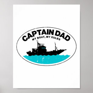 Affiche Capitaine Papa Mon Bateau Règles Drôle Propriétair
