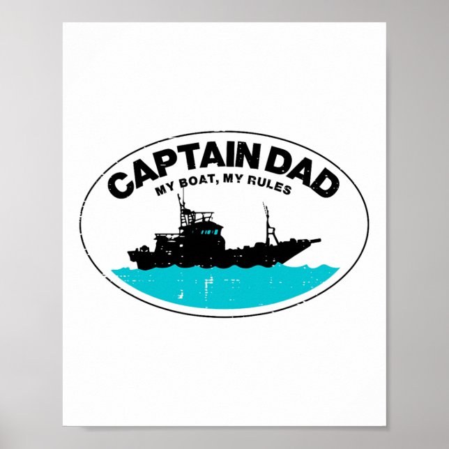 Affiche Capitaine Papa Mon Bateau Règles Drôle Propriétair (Devant)