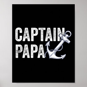 Affiche Capitaine Papa Pontoon Cadeau Lac Marin Bateau de