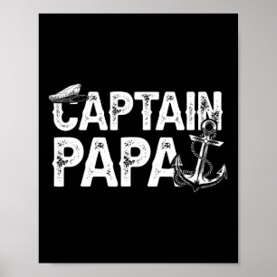 Affiche Capitaine Papa Pontoon Lac Marin Pêche Bateau F