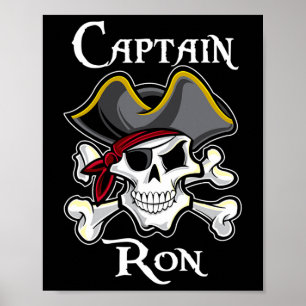 Affiche Capitaine Ron personnalisé vintage pirate bateau P