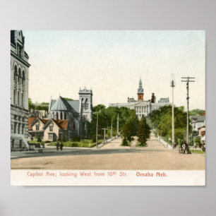 Affiche Capitol Ave., Omaha, Nebraska Vintage