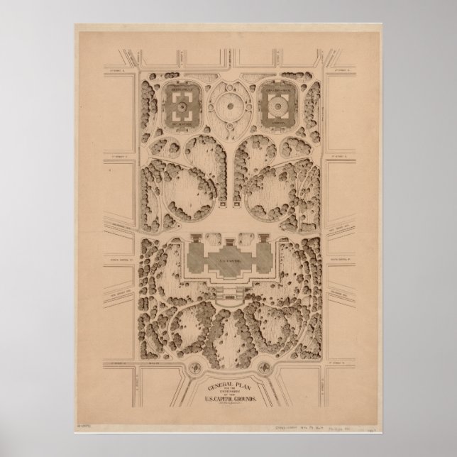Affiche Capitol Grounds Architectural Plans (1874) (Devant)
