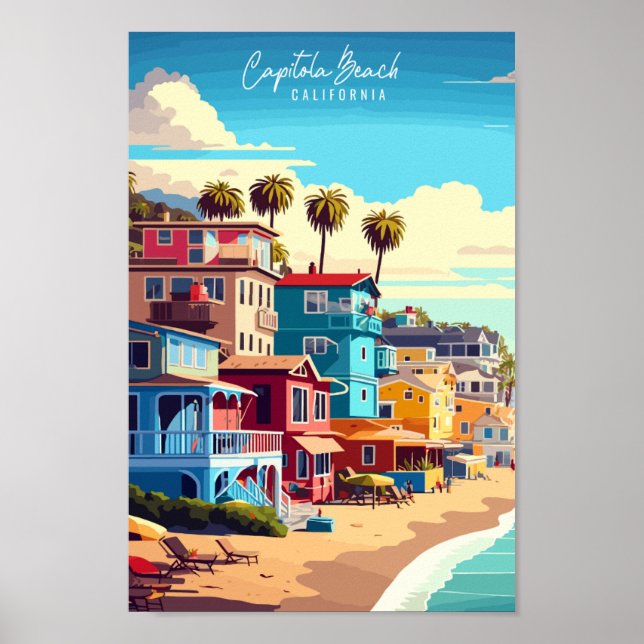 Affiche Capitola Beach California USA voyage vintage (Devant)
