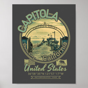 AFFICHE CAPITOLA PÈRE NOËL CRUZ CALIFORNIE - CAPITOLA WHAR