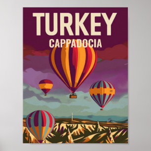 Affiche Cappadoce Turquie Vintage célèbre lieu de voyage