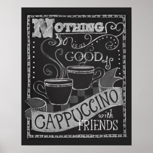 Affiche Cappuccino and Friends Chalk Typography Coffee Art