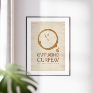 Affiche Cappuccino Curfew – 11AM Coffee Art Print