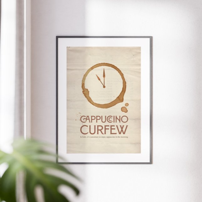 Affiche Cappuccino Curfew – 11AM Coffee Art Print (Créateur téléchargé)