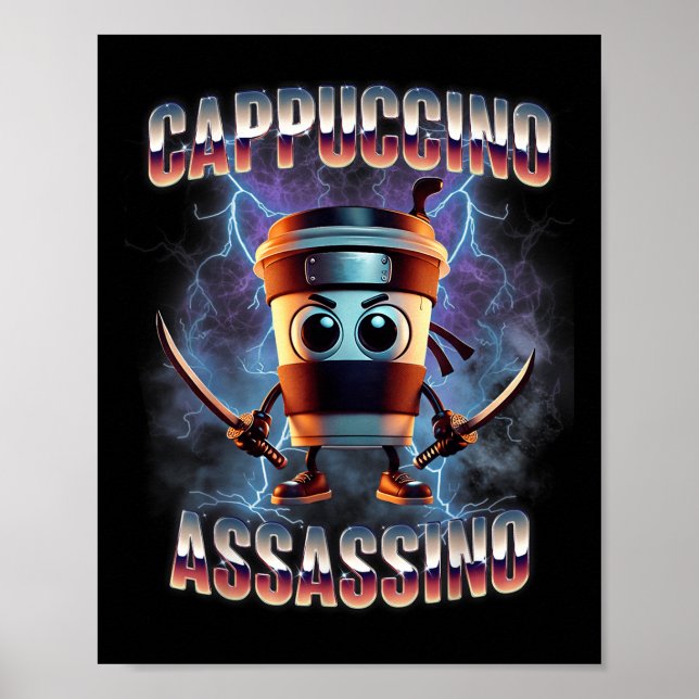 Affiche Cappuccino Ino Brainrot Italien mème (Devant)