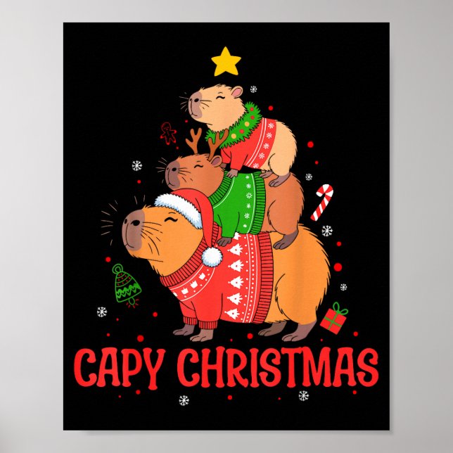 Affiche Cappy Holidays Capybara Christmas Cute Capy Xmas T (Devant)
