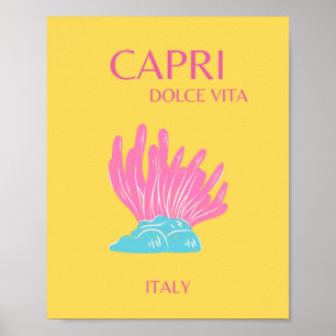 Affiche Capri Dolce Vita, Art Voyage, Jaune