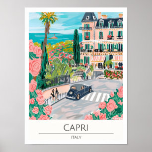 Affiche Capri Italie Illustration d'art vintage Voyage