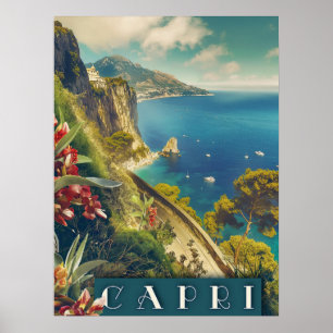 Affiche Capri, Italie Vintage voyage de la côte italienne