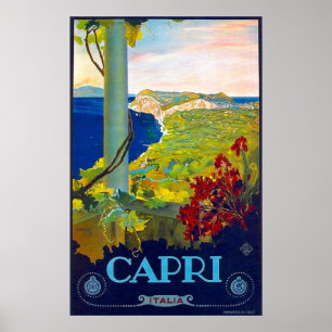 Affiche Capri, littoral, mer, Italie, riviera italienne