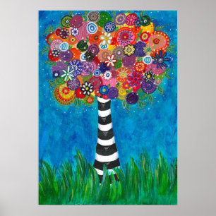 Affiche Capricious Happy Colorful Tree Oeuvre originale