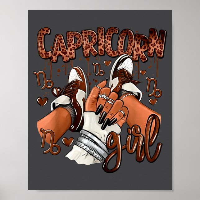 Affiche Capricorn Girl Birthday Afro Queen Sneakers Zodiac (Devant)