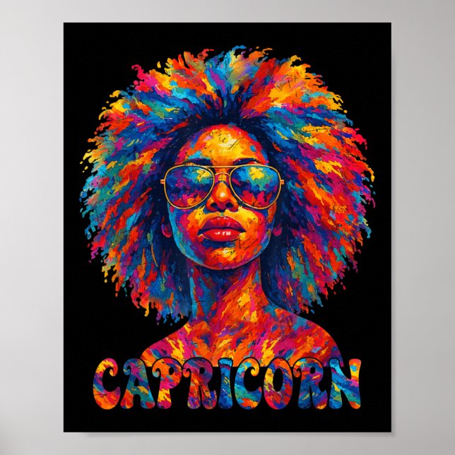 Affiche Capricorn Queen Afro Art Africain Américaine Femme (Devant)