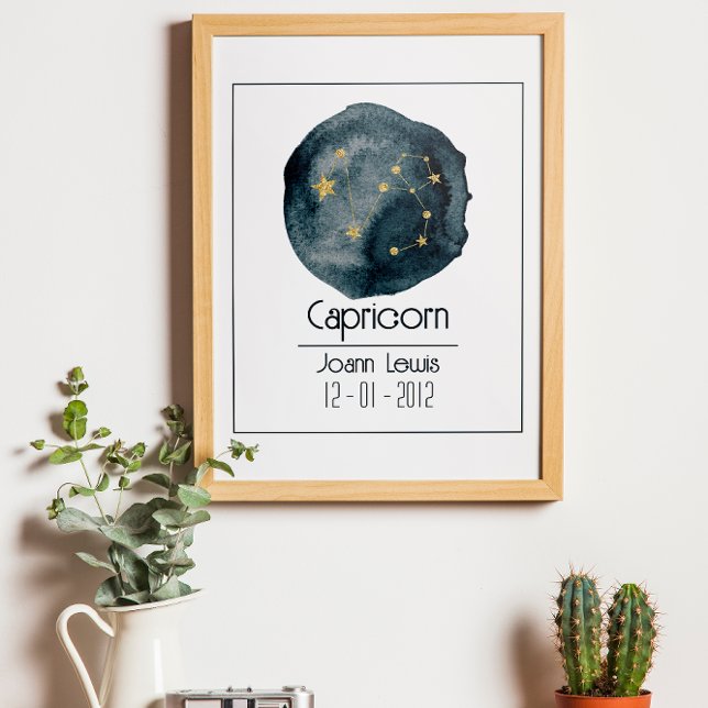 Affiche Capricorn signe Zodiac : Nom personnalisé et anniv (Créateur téléchargé)