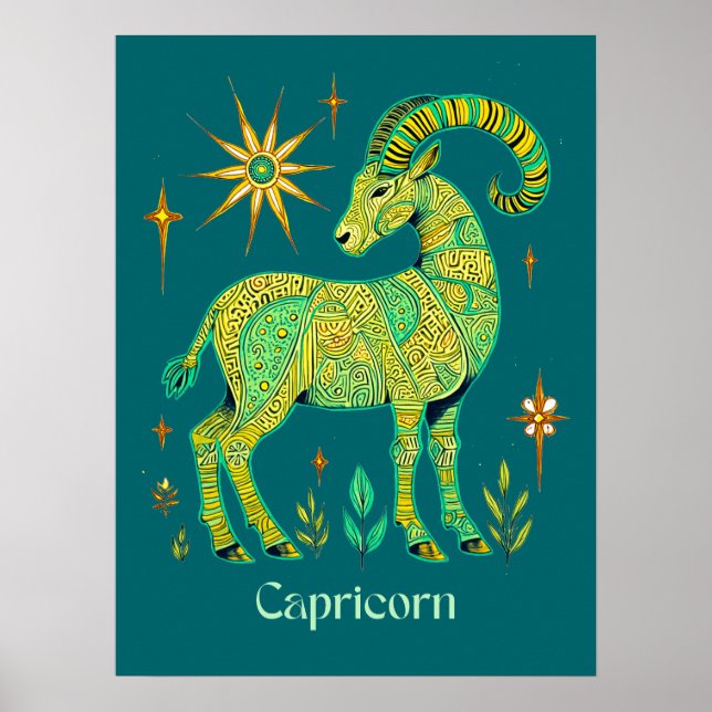 Affiche Capricorn Zodiac Connexion Motif complexe (Devant)