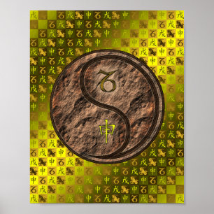 Affiche Capricorne et singe de la Terre