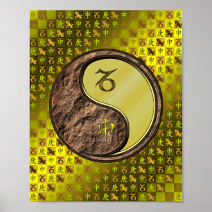 Affiche Capricorne et singe métallique