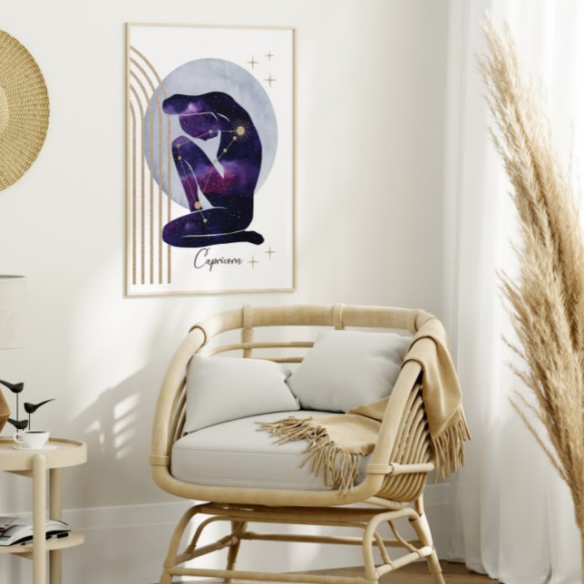 Affiche Capricorne Feminine bleu violet Zodiac Design (Créateur téléchargé)