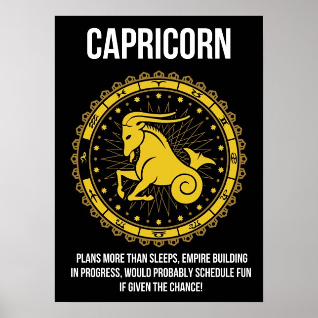 Affiche Capricorne - Horoscope, Funny Zodiac Signal Humour (Devant)