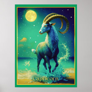 Affiche Capricorne le Signe du Zodiaque de la Chèvre de Me