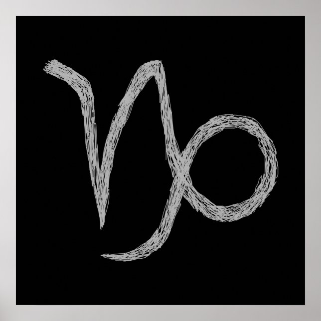 Affiche Capricorne. Panneau astrologie zodiaque. Noir. (Devant)