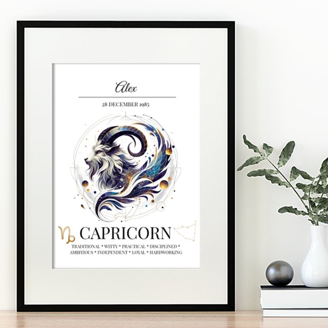 Affiche Capricorne Personnalisé Elégant Zodiac Aquarelle (Créateur téléchargé)