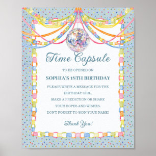Affiche Capsule de fête d'anniversaire Blue Cue the Confet