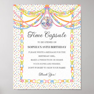 Affiche Capsule de jeu pour fête d'anniversaire avec confe