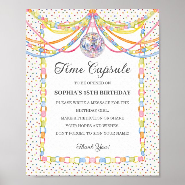 Affiche Capsule de jeu pour fête d'anniversaire avec confe (Devant)