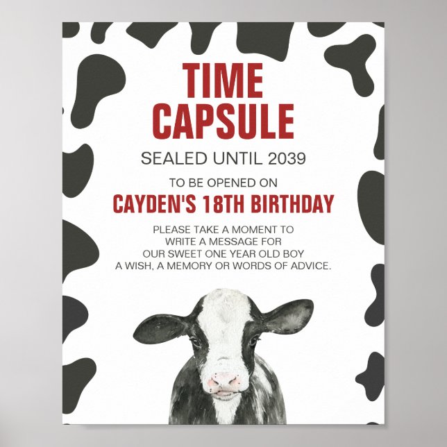 Affiche Capsule de l'heure du 1er anniversaire de la vache (Devant)