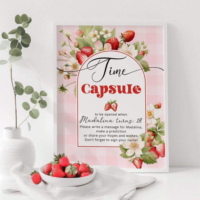 Affiche Capsule de premier anniversaire de fraise (Créateur téléchargé)