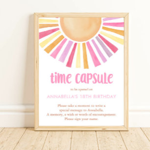 Affiche Capsule de temps Boho sunshine sun girls 1er anniv
