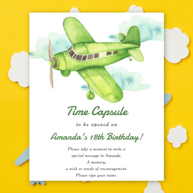 Affiche Capsule horaire de l'avion 1er anniversaire neutre (Créateur téléchargé)