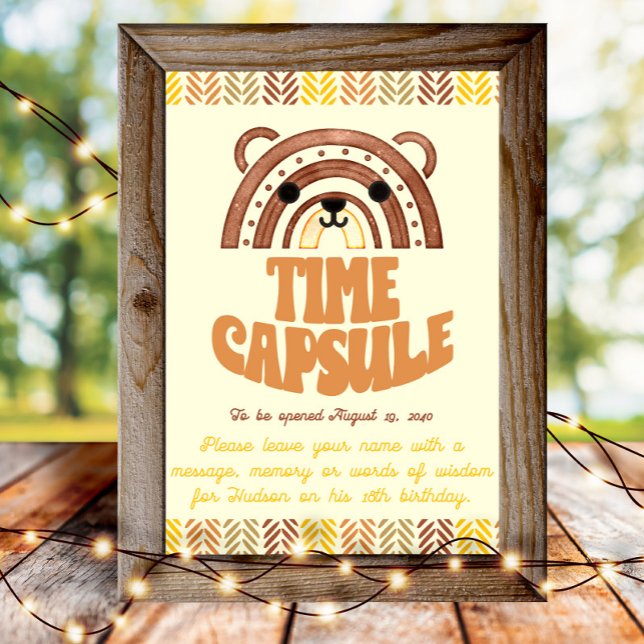Affiche Capsule Temporel 4x6 Anniversaire de Boho Woodland (Créateur téléchargé)