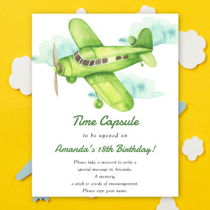 Affiche Capsule temporel avion 1er anniversaire genre neut