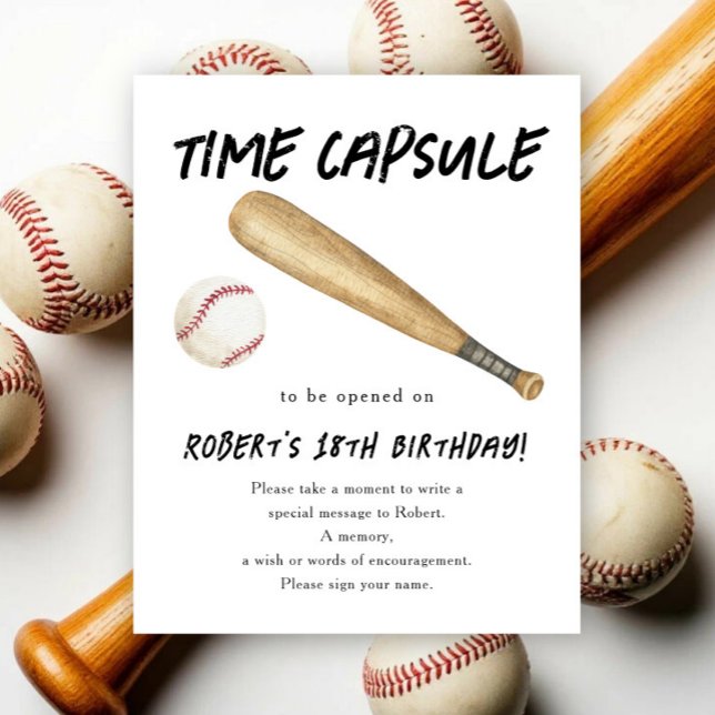 Affiche Capsule temporel de baseball 1er anniversaire  (Créateur téléchargé)