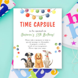 Affiche Capsule temporel de chien à l'aquarelle 1er annive