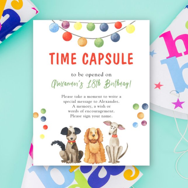 Affiche Capsule temporel de chien à l'aquarelle 1er annive (Créateur téléchargé)