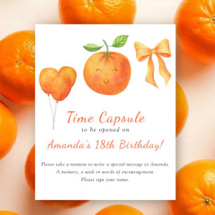 Affiche Capsule temporel de cutie orange aquarelle 1er ann