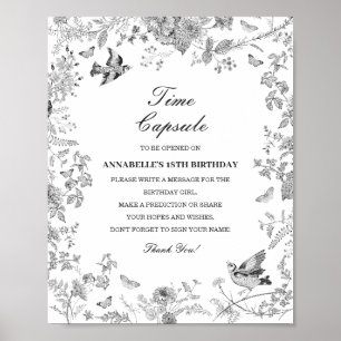 Affiche Capsule Temporel Floral Toile Noire Jeu d'Annivers
